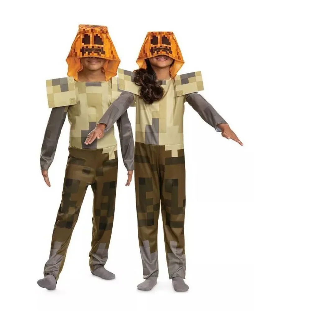 Minecraft Husk Jack OLantern Halloween Costume 10/12 Hooded Jumpsuit Armour Kids